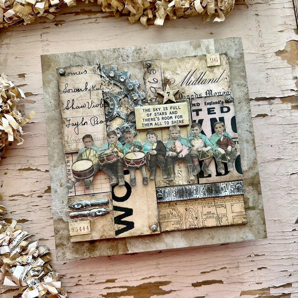 Tim Holtz Etcetera Large Cutout Tiles ETC018 drummer tile