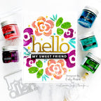 Tim Holtz Distress Embossing Glaze Set Of 12 Ranger ranger168 Hello My Sweet Friend Card | color-code:ALT01