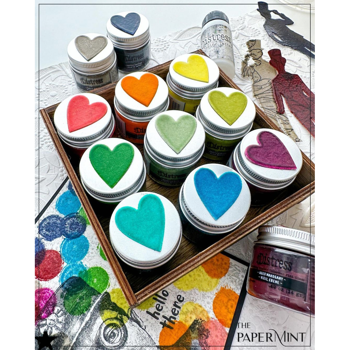 Tim Holtz Distress Embossing Glaze Aged Mahogany Ranger tde79132 Heart Color Swatches