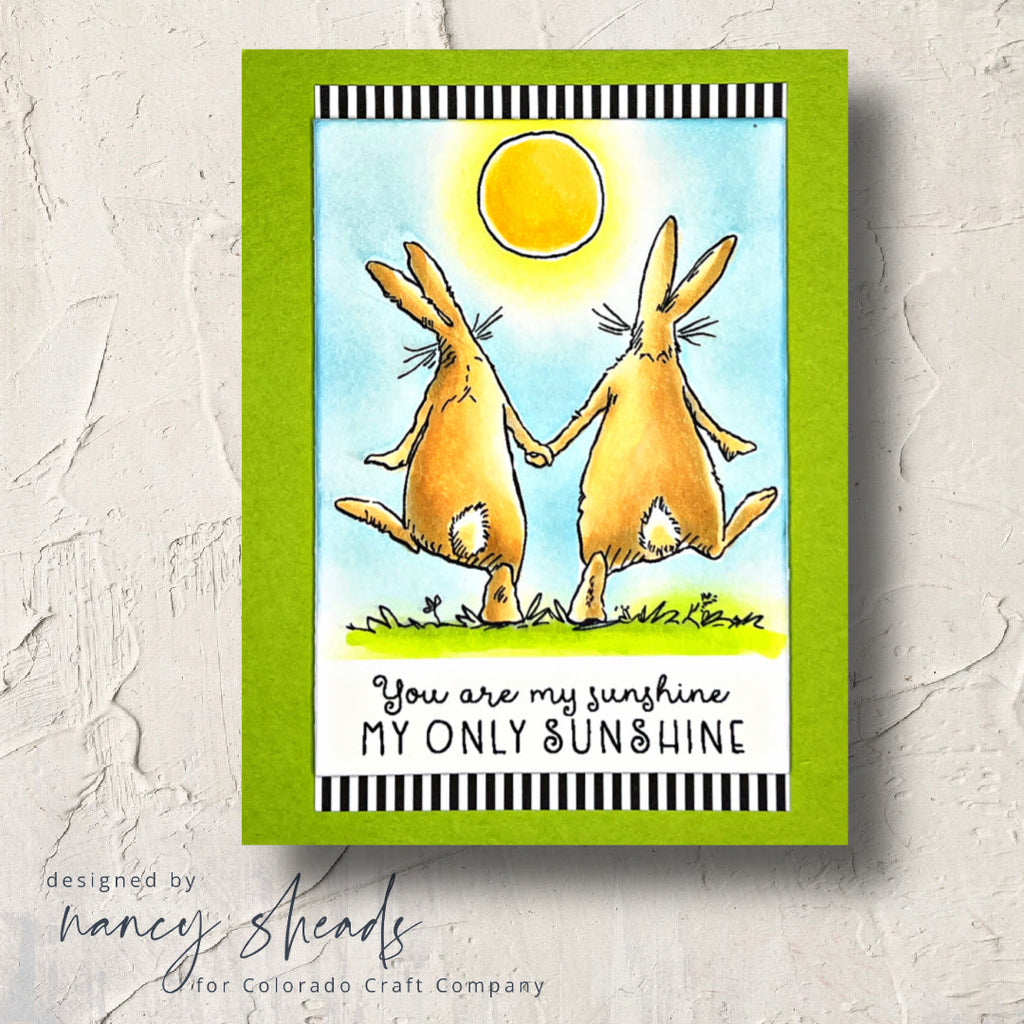 Colorado Craft Company Anita Jeram Sunset Rabbits Clear Stamps aj940 you are my sunshine