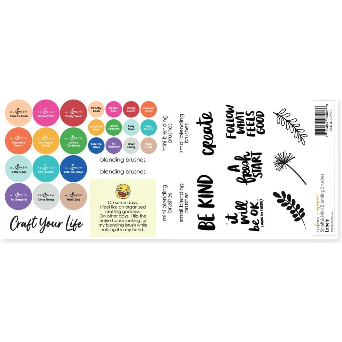 Altenew Small and Mini Blending Brushes Label Set 2023 Amy Tangerine Collection alt7983