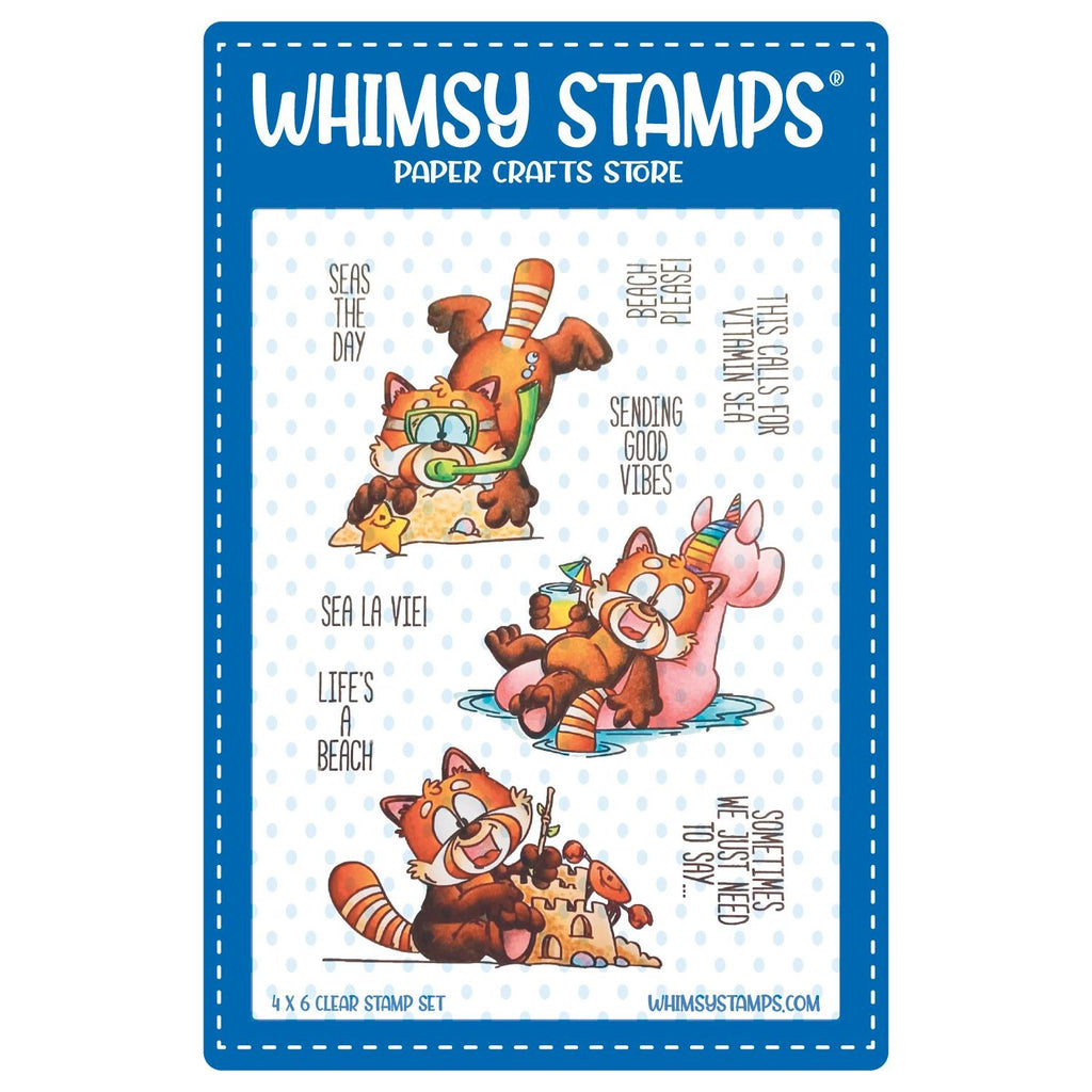 Whimsy Stamps Red Panda Beach Clear Stamps DP1115