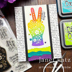 Simon Says Stamps and Dies Still Here set1393sh Sending Cheer Janet Katz Rainbow Peace Sign with Hand Encouragement Card