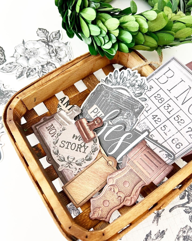 Simple Stories Vintage Essentials Take Note Bits And Pieces 20416 Basket of Vintage Inspiration