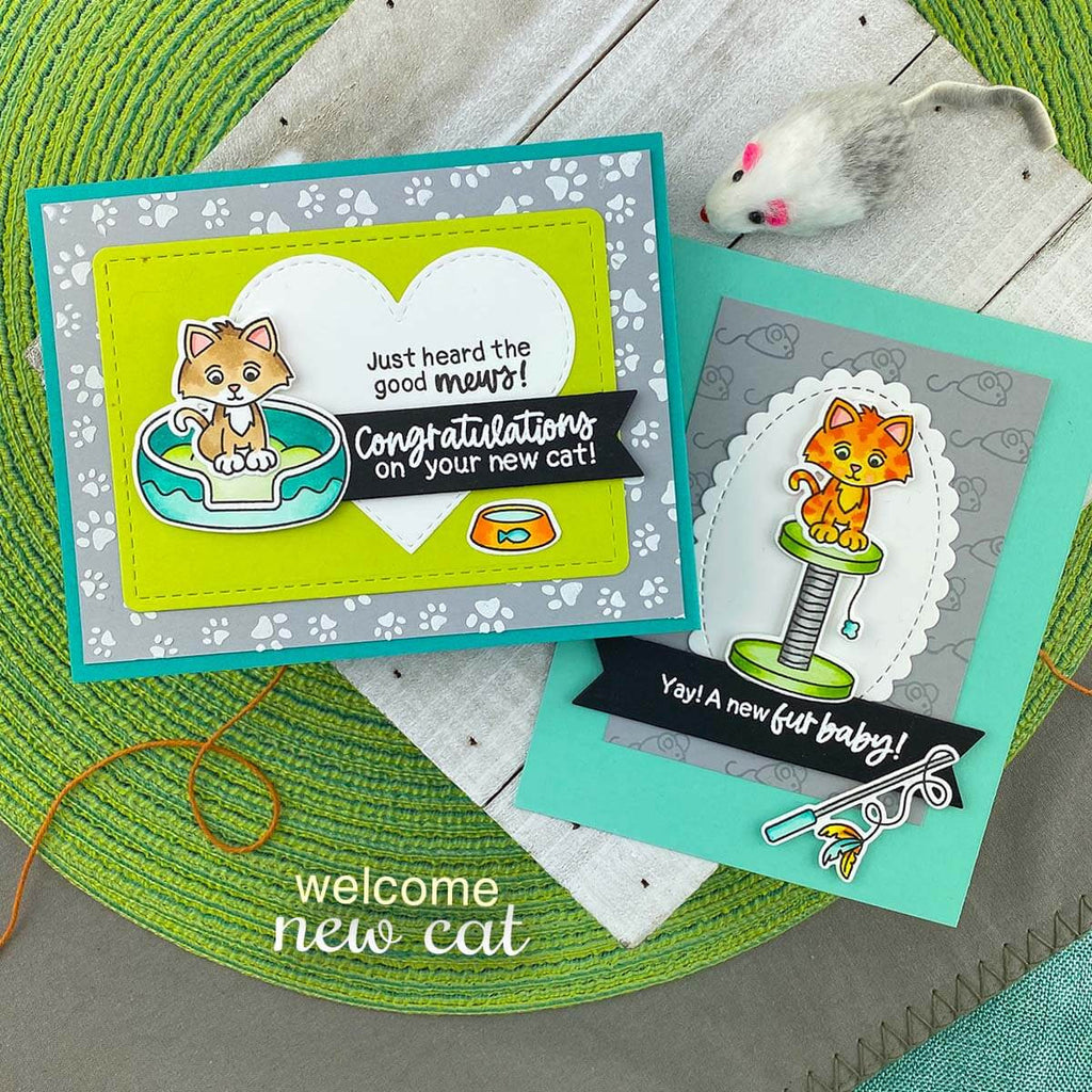Newton's Nook Designs WELCOME NEW CAT Clear Stamps NN2203S03 cards