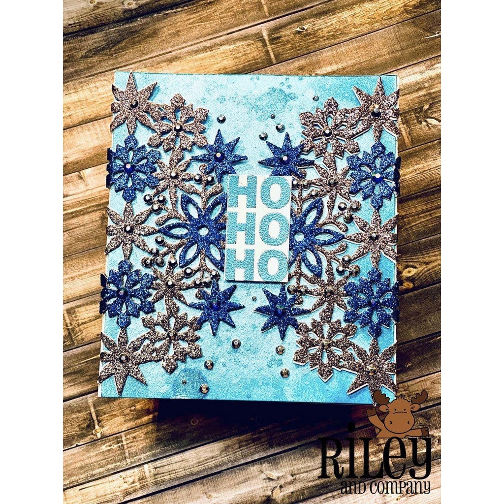 Riley And Company Funny Bones Ho Ho Holy Crap Cling Rubber Stamp rwd-1201 sparkly snowflakes