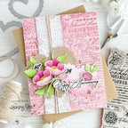 Honey Bee Vintage Flora Clear Stamps hbst-526 Happy Anniversay Card