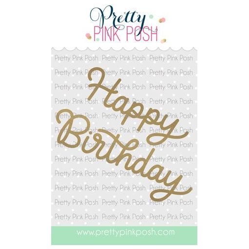 Pretty Pink Posh Happy Birthday Script Hot Foil Plate
