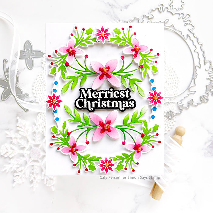 Waffle Flower Folk Art Frame Matching Dies 421444 merriest christmas | color-code:ALT01