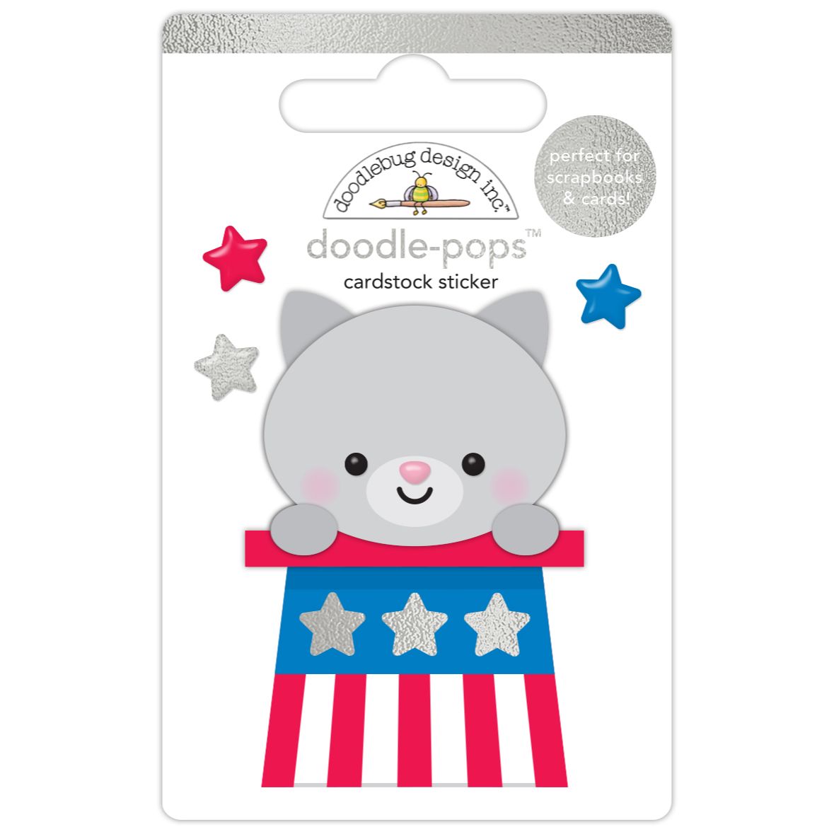 Doodlebug Colonial Kitty Doodle-Pops 3D Stickers 8509