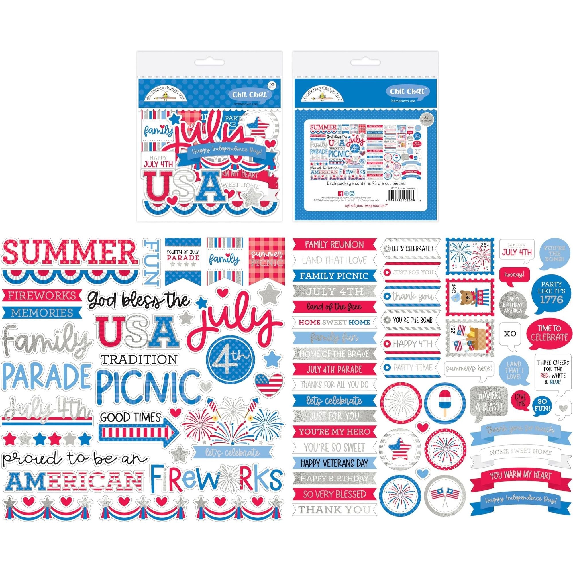 Doodlebug Hometown USA Chit Chat Ephemera Die Cut Shapes 8526