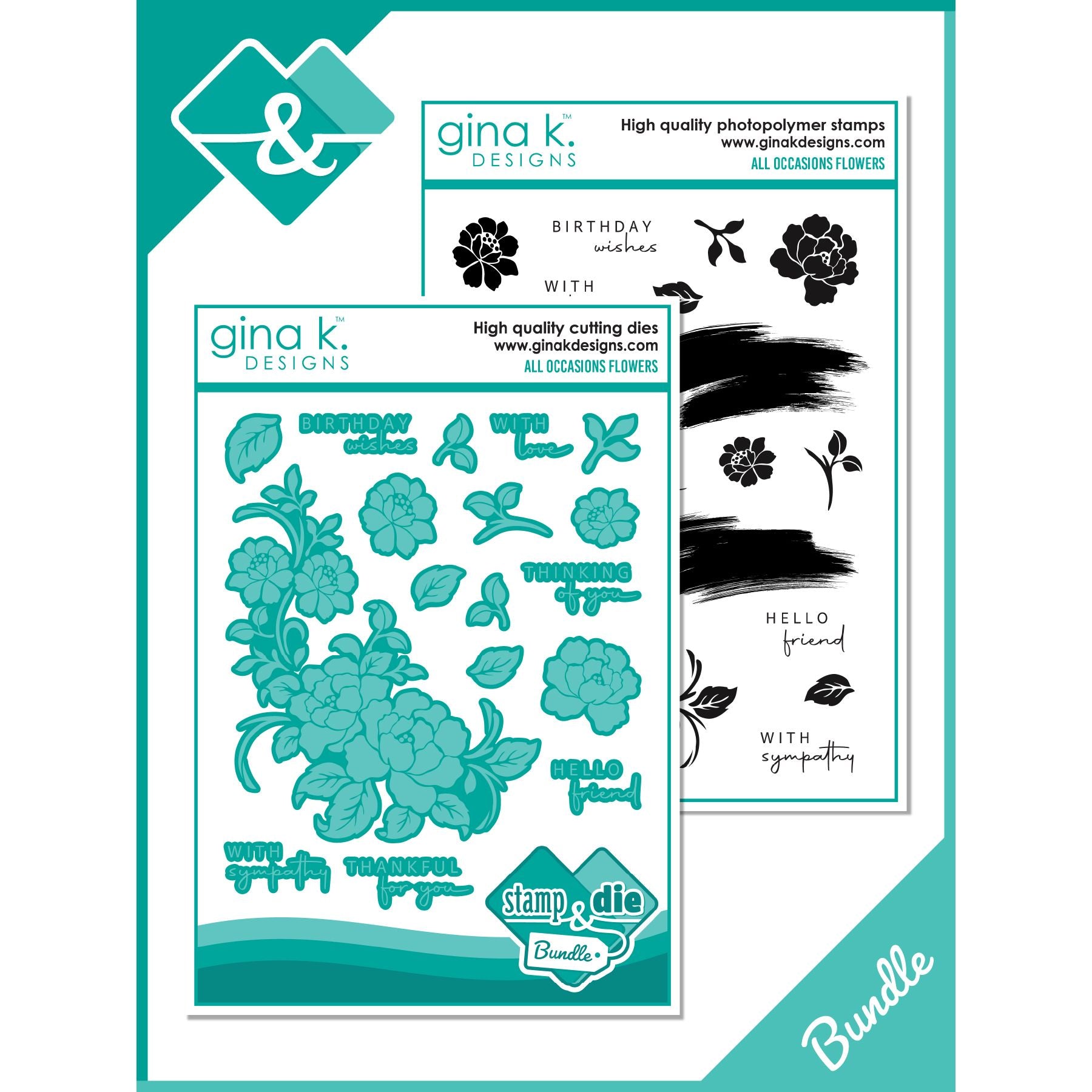 Gina K Designs All Occasion Flowers Clear Stamp and Die