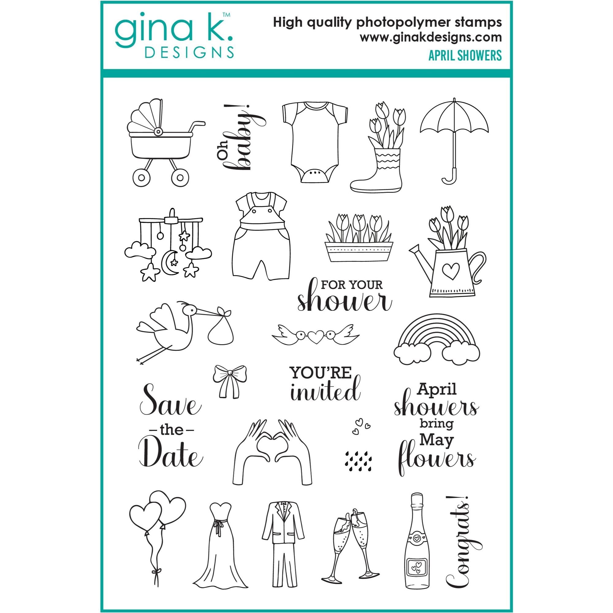 Gina K Designs April Showers Clear Stamps rk7