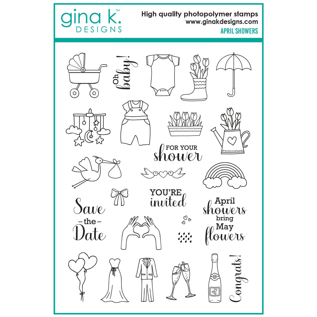 Gina K Designs April Showers Clear Stamps