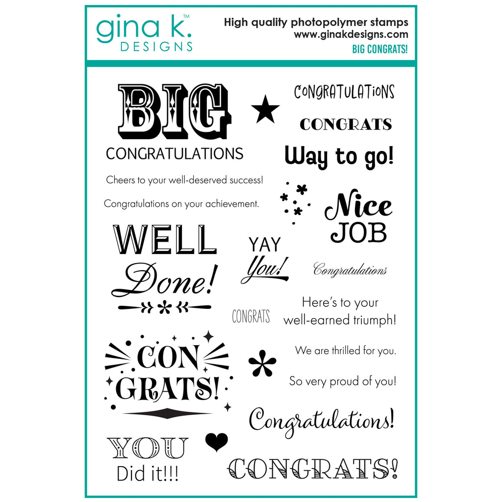 Gina K Designs Big Congrats Clear Stamps dw26