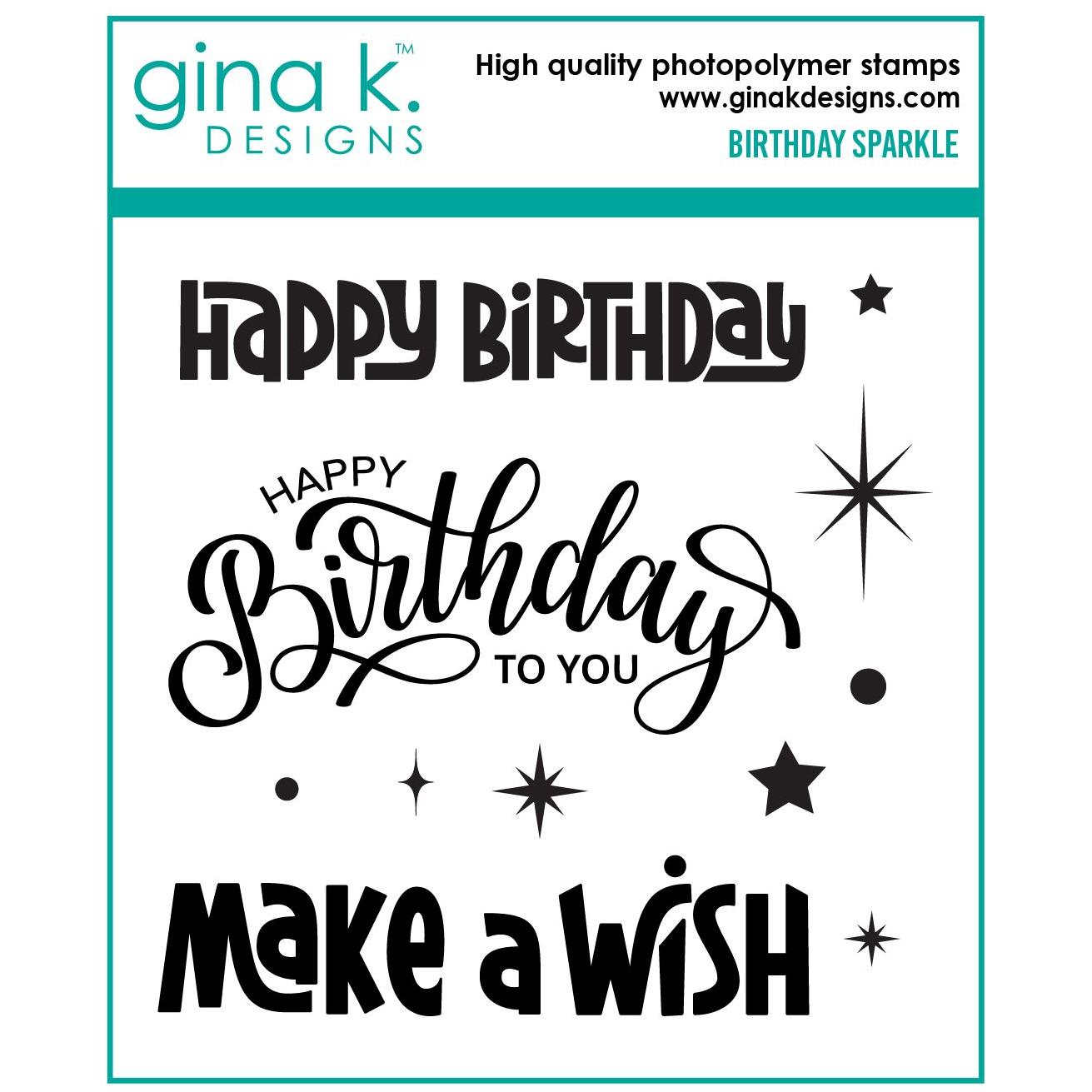 Gina K Designs Birthday Sparkle Clear Stamps gkd222
