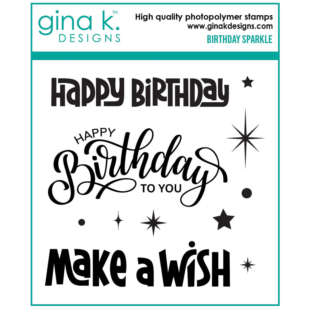 Gina K Designs Birthday Sparkle Clear Stamps gkd222