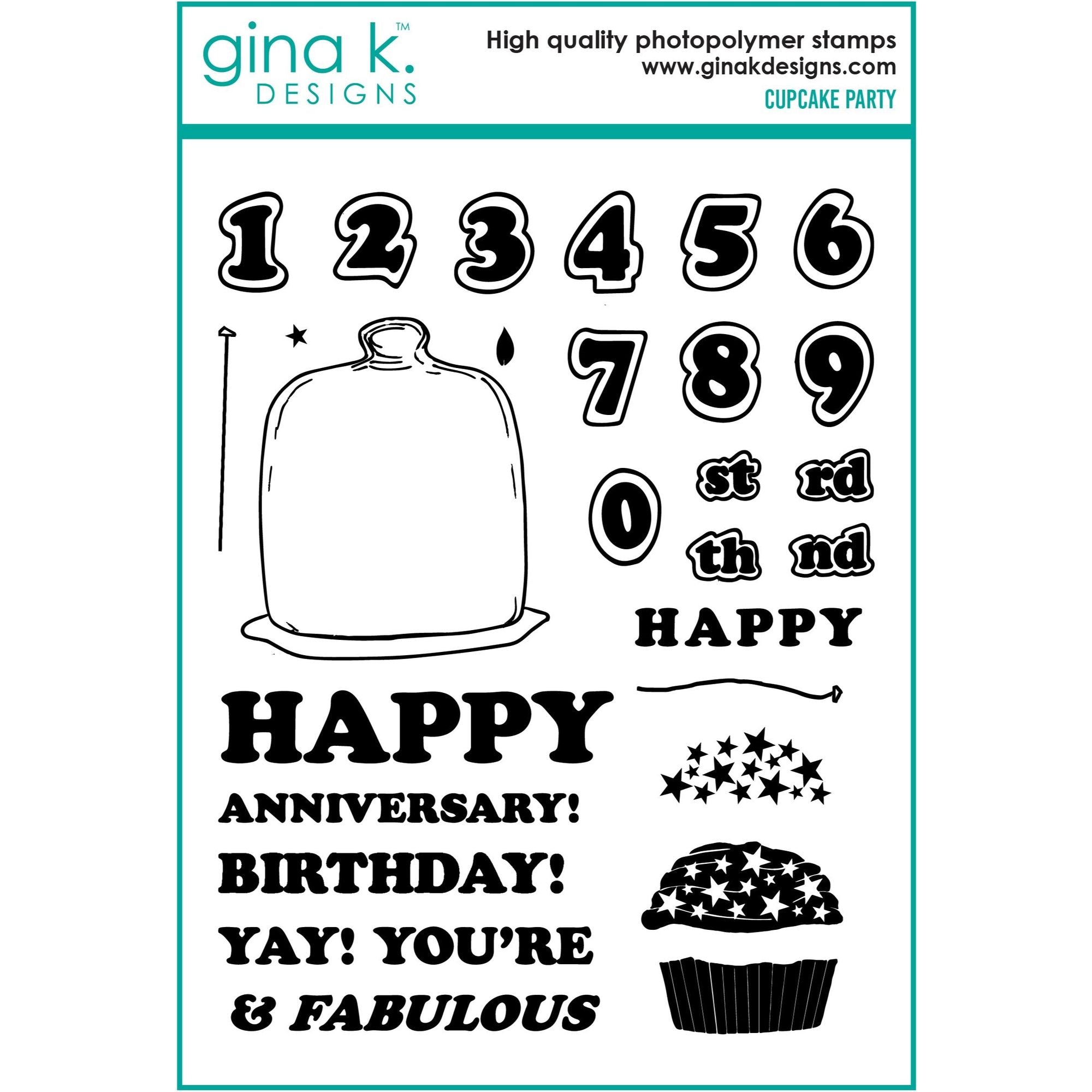 Gina K Designs Cupcake Party Clear Stamps mm133