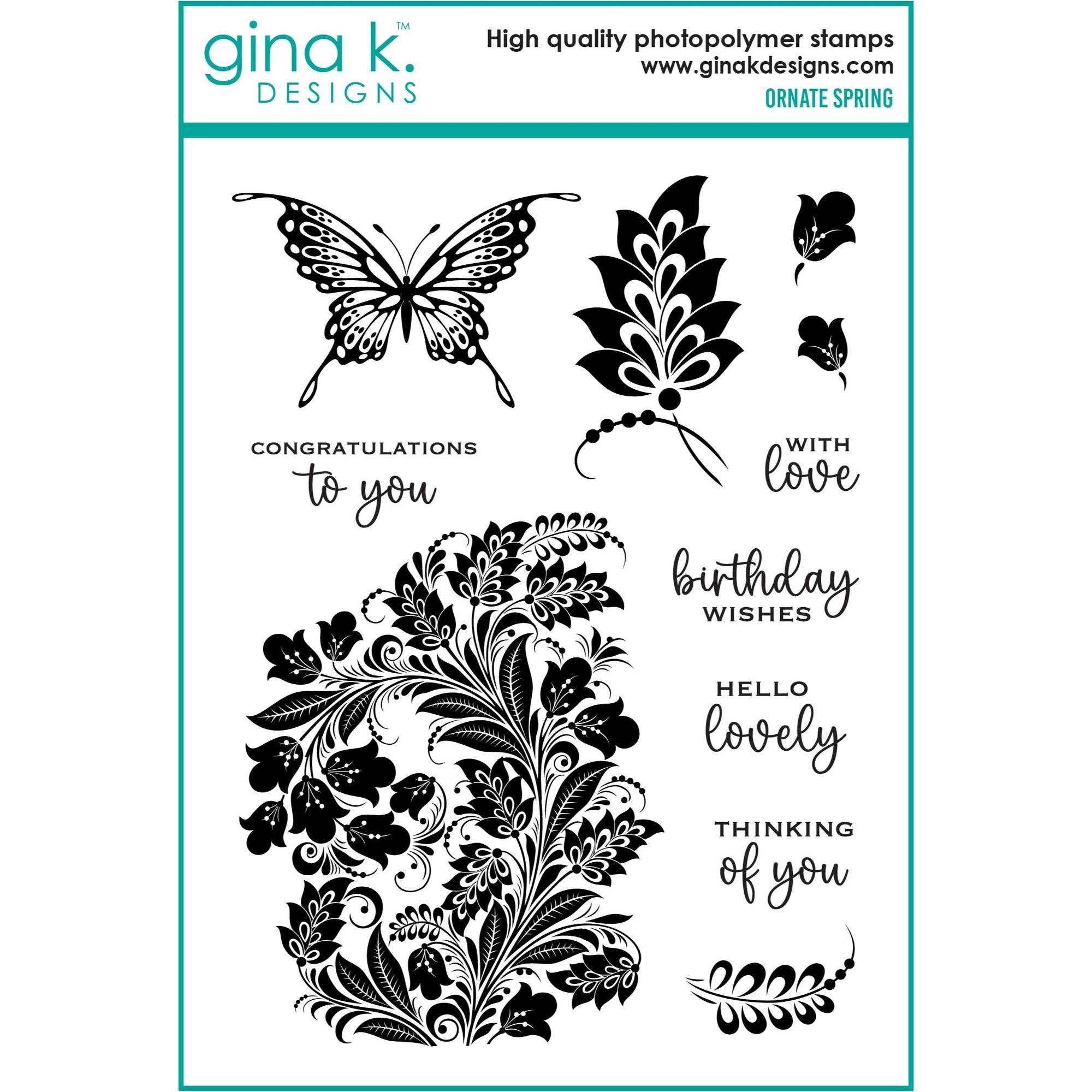 Gina K Designs Ornate Spring Clear Stamps gkd219