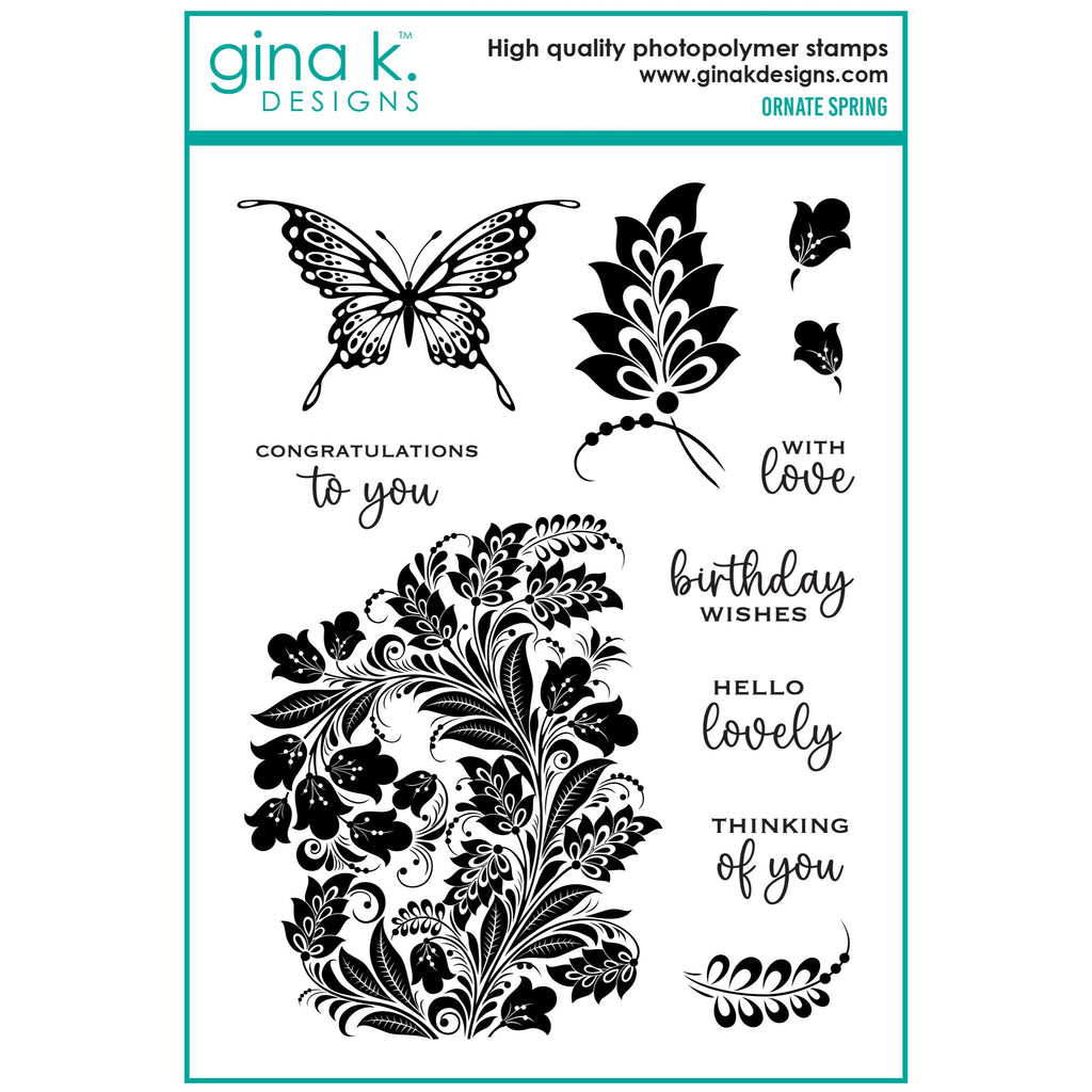Gina K Designs Ornate Spring Clear Stamps gkd219