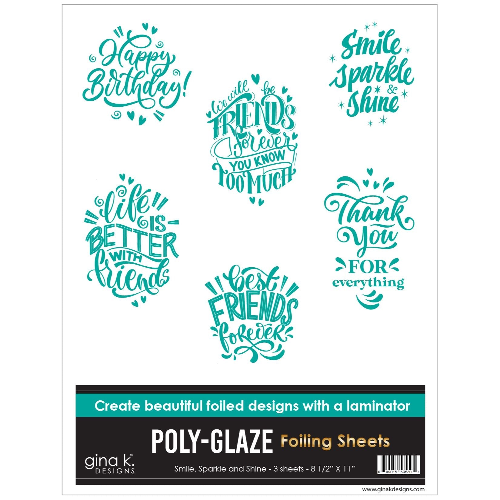 Gina K Designs Smile, Sparkle, and Shine Poly-Glaze Foiling Sheets pgsss