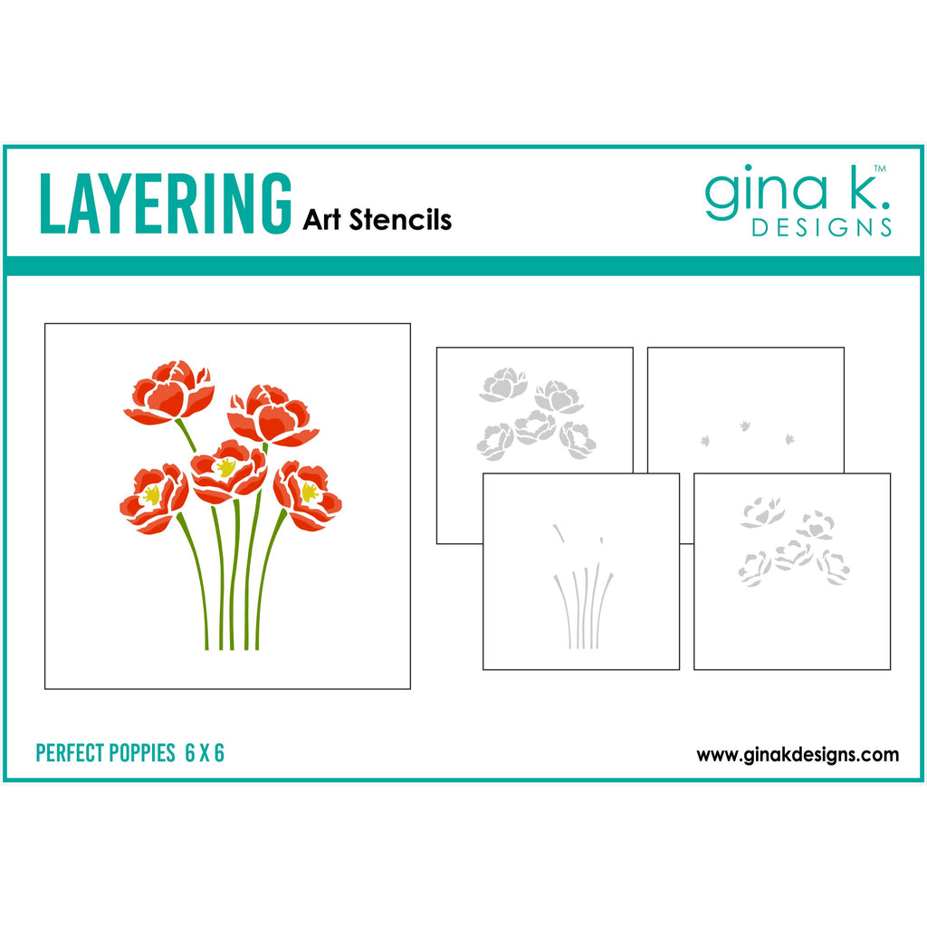 Gina K Designs Perfect Poppies Layering Stencils gkdst70