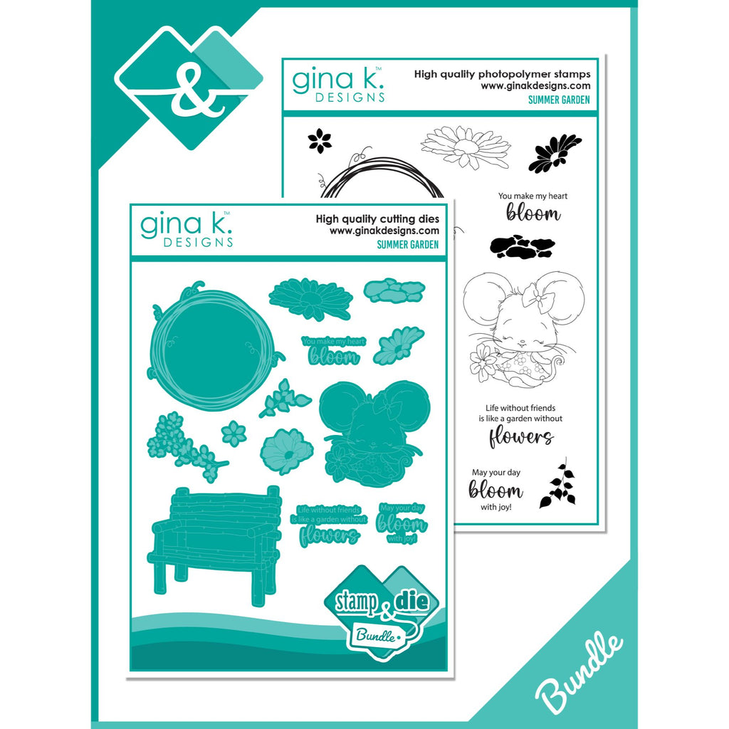 Gina K Designs Summer Garden Clear Stamp and Die Bundle die0403