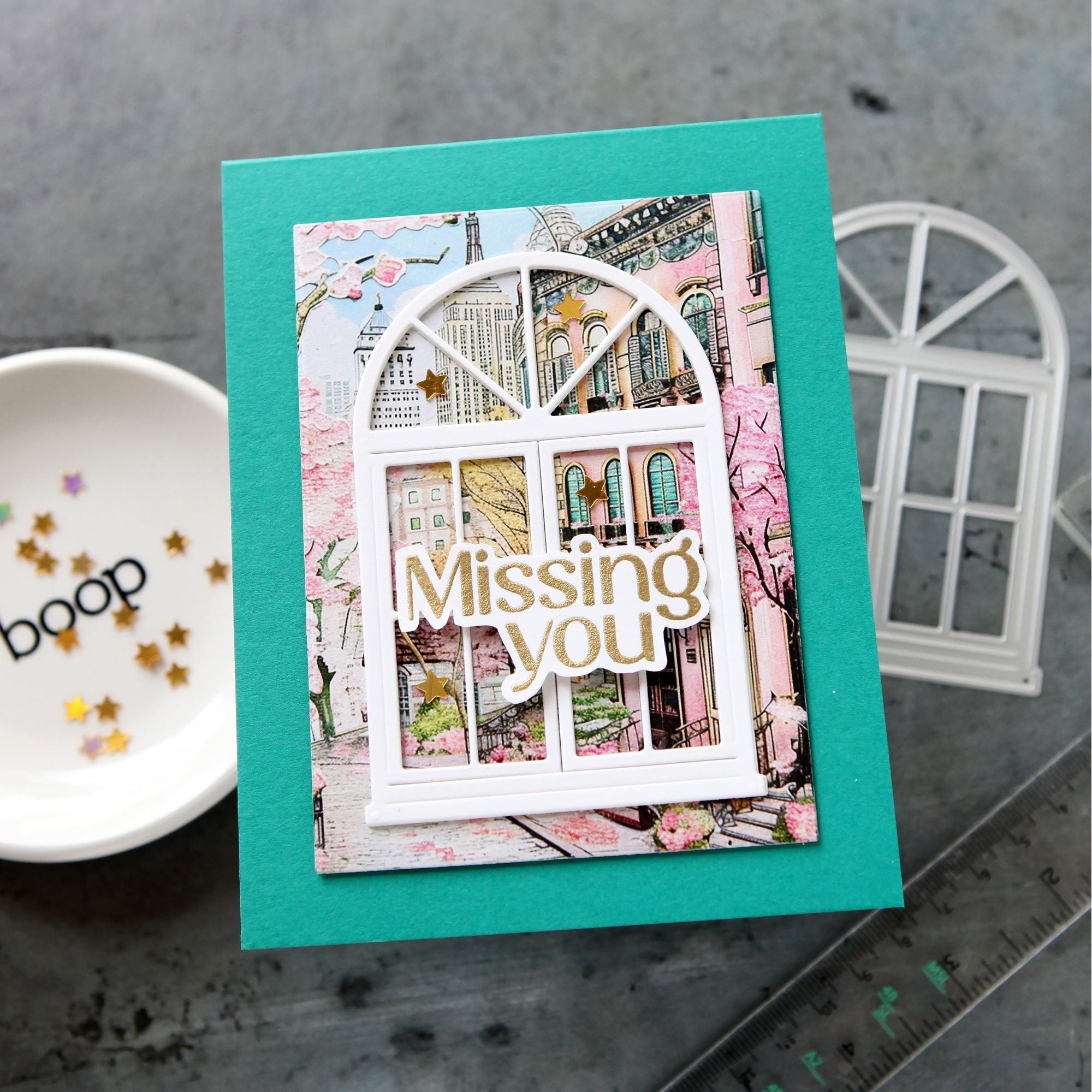 Simon Says Stamp Window Trio Wafer Dies 1401sd Miss You Card | color-code:ALT06