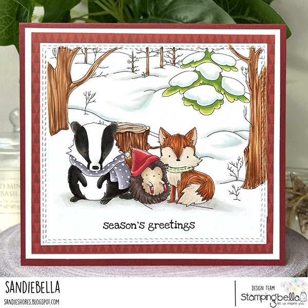 Stamping Bella Winter Woodland Animals Cling Stamps eb1271 season's greetings