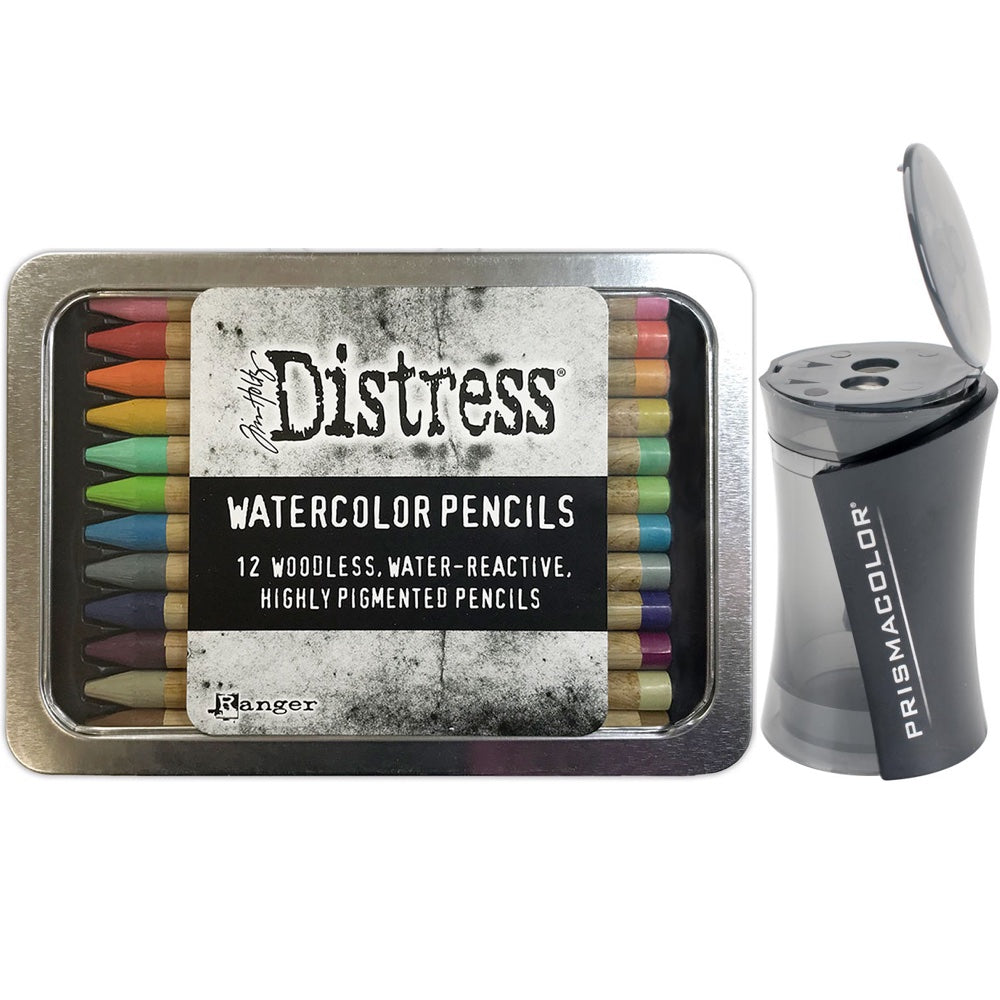 Tim Holtz Distress Watercolor Pencils Set 2 And Pencil Sharpener Bundle