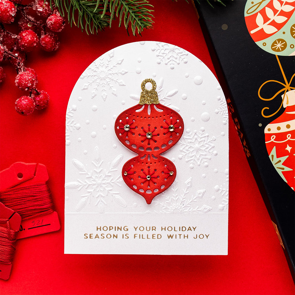 GLP-382 Spellbinders A Merry Little Christmas Sentiments Glimmer Hot Foil Plate and Die Set red ornament | color-code:ALT01
