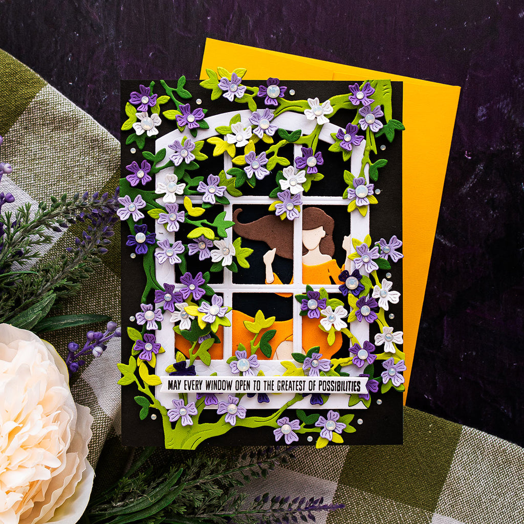 S4-1276 Spellbinders FOUR PETAL THANK YOU FLORALS Etched Dies purple flowers | color-code:ALT01