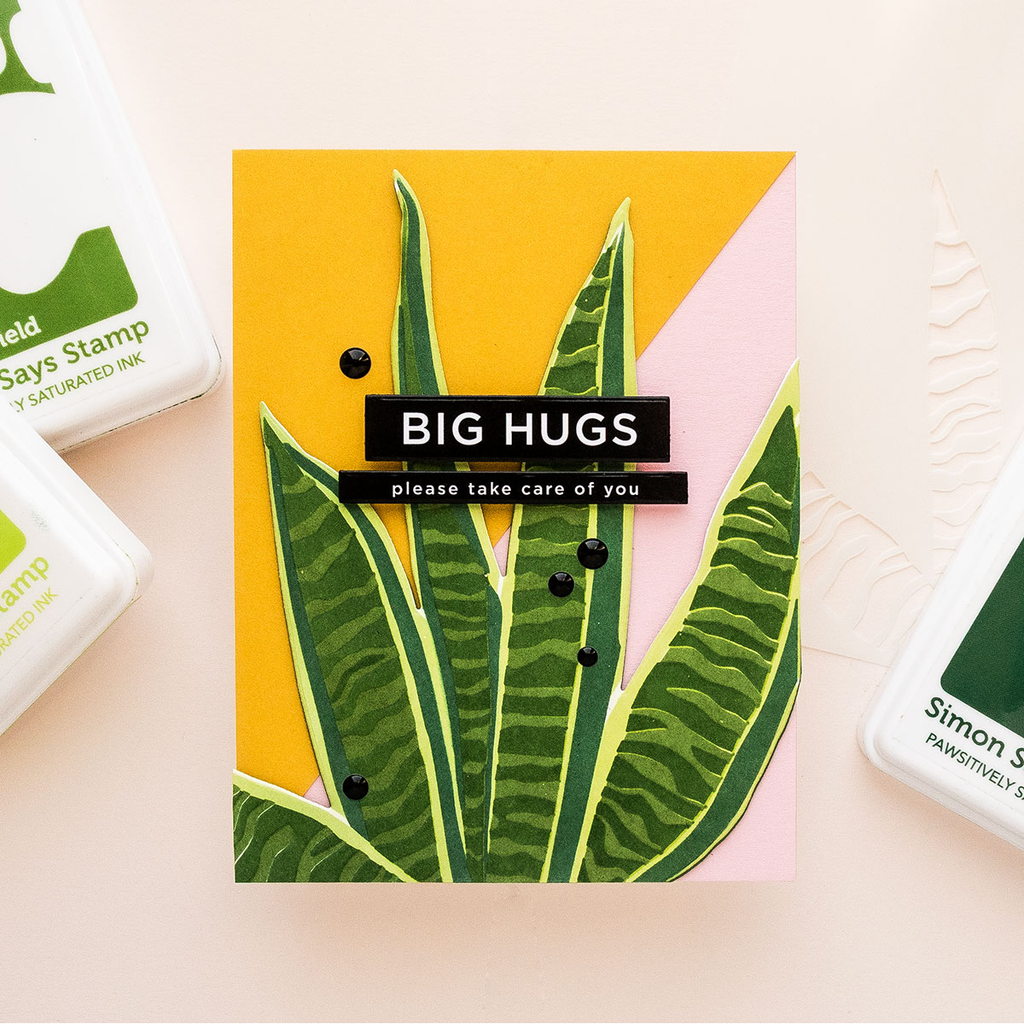 Simon Says Stamp Snake Plant Wafer Dies 1321mdc Moments in Time Hugs Card | color-code:ALT02