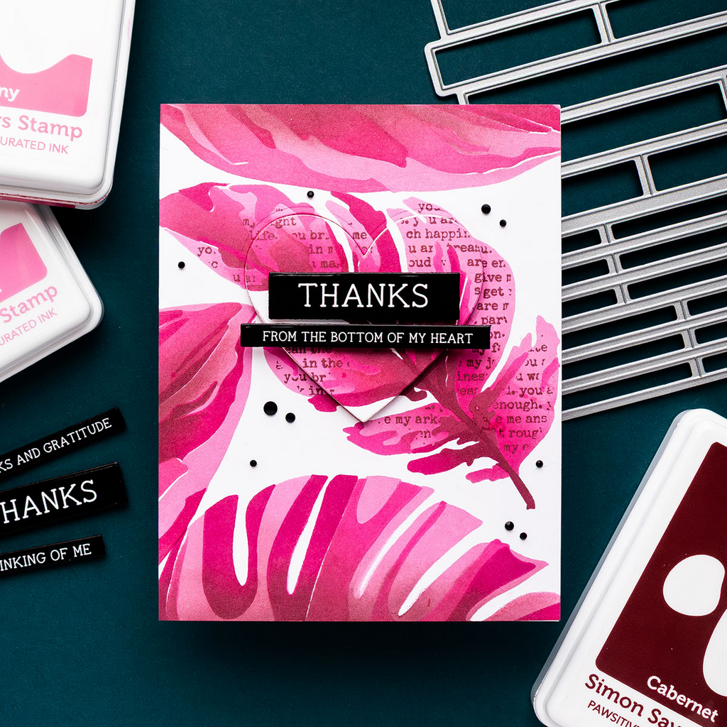 Simon Says Stamp Set of 4 Stencils White Fusion 1077mt Rain or Shine Thanks Card | color-code:ALT07