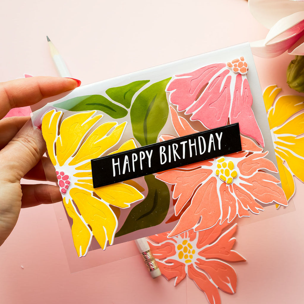 Simon Says Stamp Stencils and Dies Friendly Blossoms set1190fb In My Heart happy birthday card | color-code:ALT01