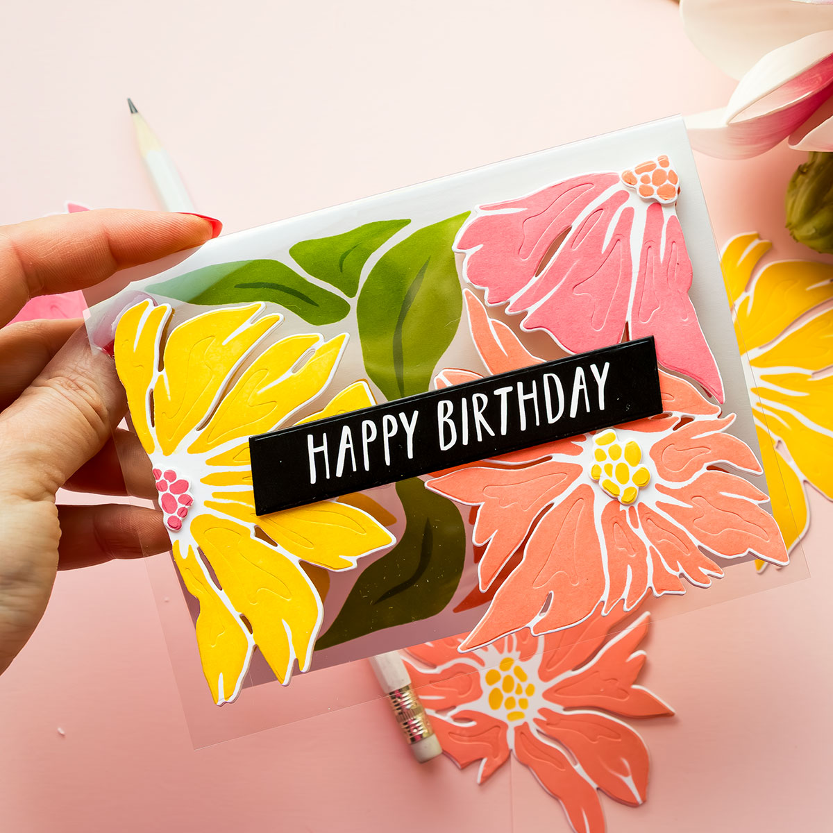 Simon Says Stamp Stencils and Dies Friendly Blossoms set1190fb In My Heart happy birthday card | color-code:ALT01