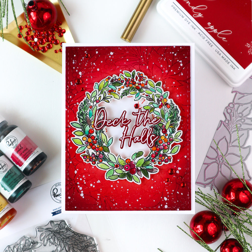 Pinkfresh Studio Deck The Halls Dies 251224 Bright Red Christmas Card | color-code:ALT02