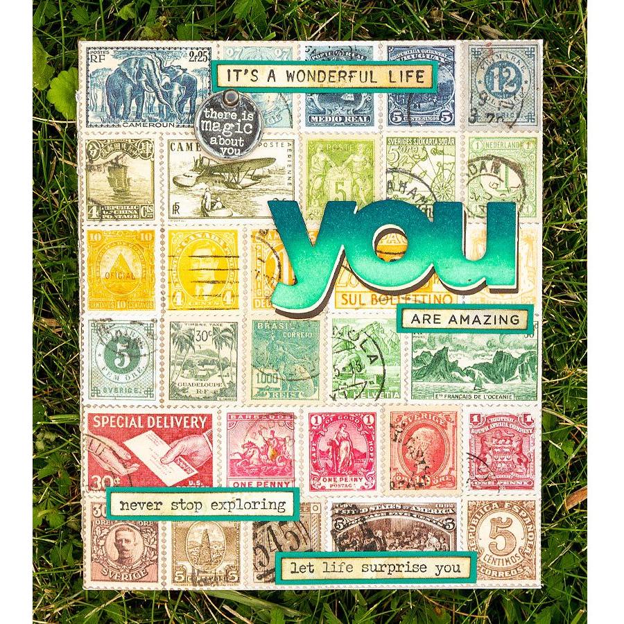 Tim Holtz Flip Top Distress Paint Antique Linen Ranger TDF52906 Postage Stamp Notebook | color-code:ALT01
