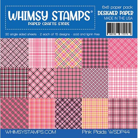 Whimsy Stamps Pink Plaids 6x6 inch Paper Pack WSDP44