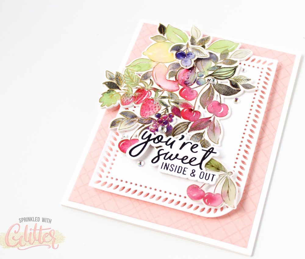 PinkFresh Studio Fruitalicious Stencil Set 189923 You're Sweet Floral Encouragement Card | color-code:ALT03