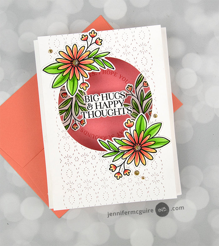 PinkFresh Studio Circle Floral Clear Stamp Set 194423 Happy Thoughts | color-code:ALT02