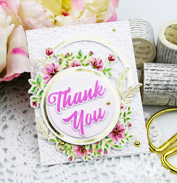 PinkFresh Studio Circle Floral Clear Stamp Set 194423 Thank You | color-code:ALT03