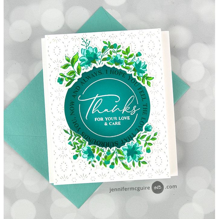 PinkFresh Studio Circle Floral Stencil 194623 Thanks | color-code:ALT01