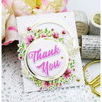 PinkFresh Studio Circle Floral Stencil 194623 Thank You | color-code:ALT02