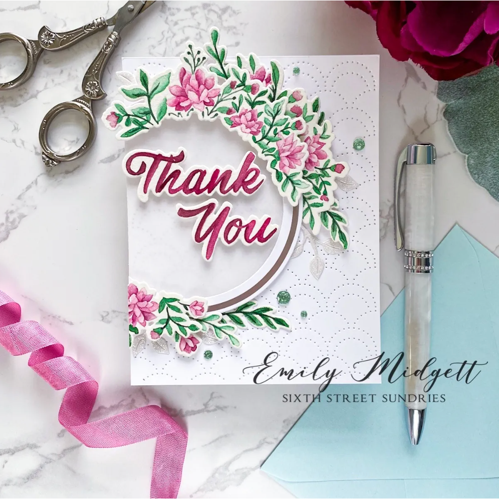 PinkFresh Studio Circle Floral Stencil 194623 Pink | color-code:ALT04