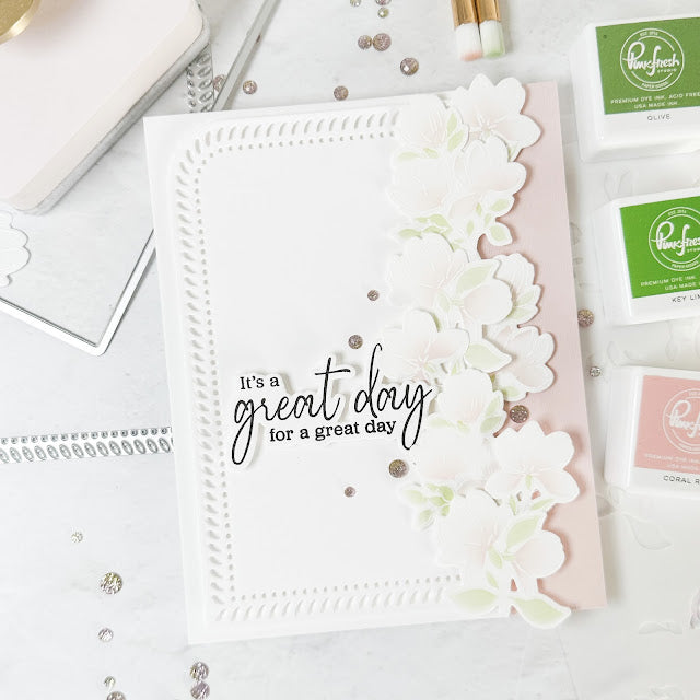 PinkFresh Studio Artistic Magnolias Clear Stamp Set 195223 Great Day | color-code:ALT01