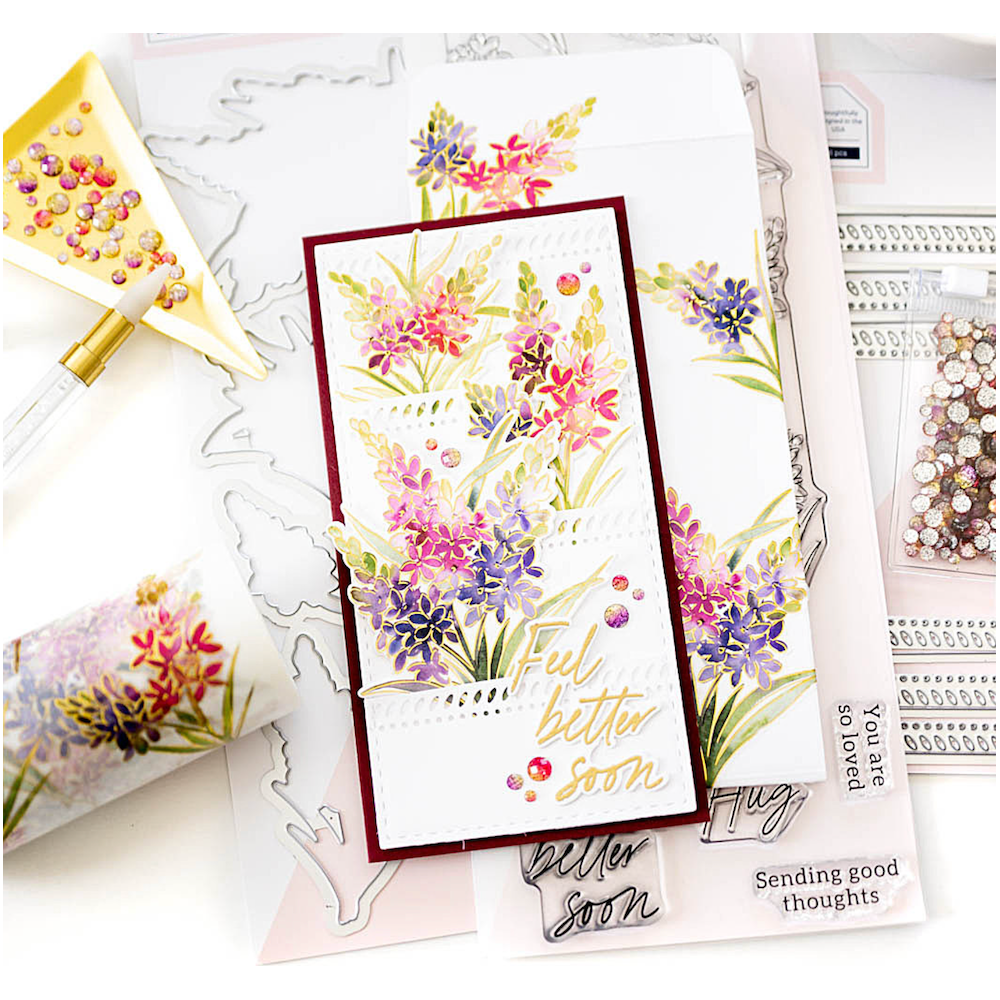 PinkFresh Studio Tuberose Clear Stamp Set 195623 Feel Better Soon Card | color-code:ALT03