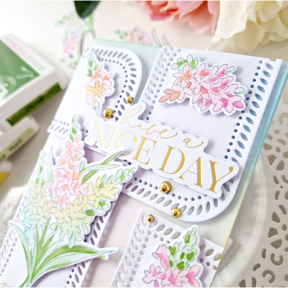 PinkFresh Studio Tuberose Clear Stamp Set 195623 Have A Nice Day Card | color-code:ALT05