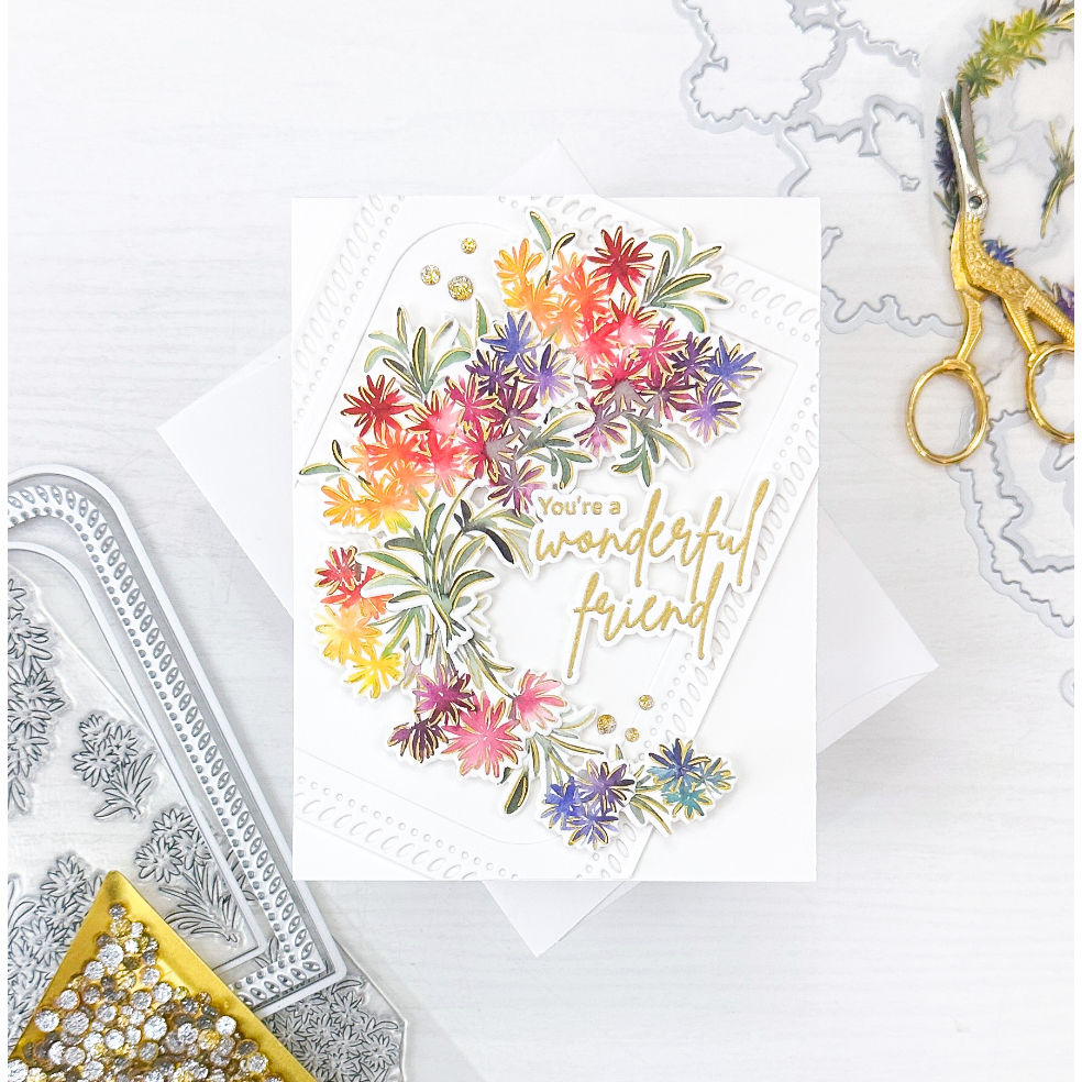 PinkFresh Studio Rainbow Daisies Clear Stamp Set 196023 Friendship Card | color-code:ALT03