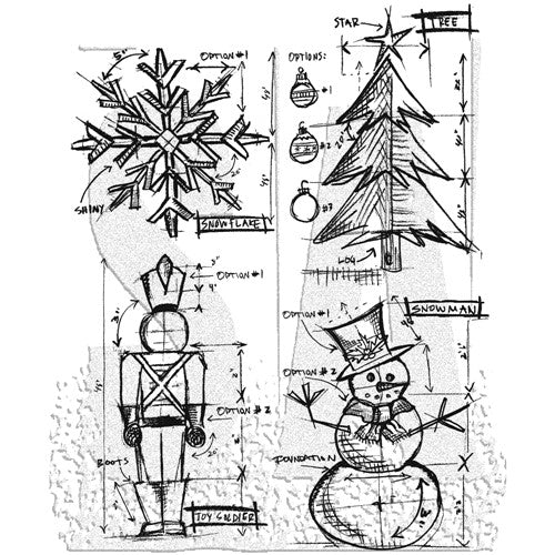 Simon Says Stamp! Tim Holtz Cling Rubber Stamps CHRISTMAS BLUEPRINT CMS135